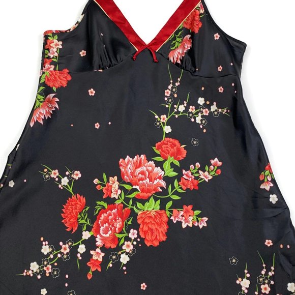Jones New York Oriental/Asian Inspired V-Neck Floral Chemise/Nightgown Size M - Picture 2 of 6